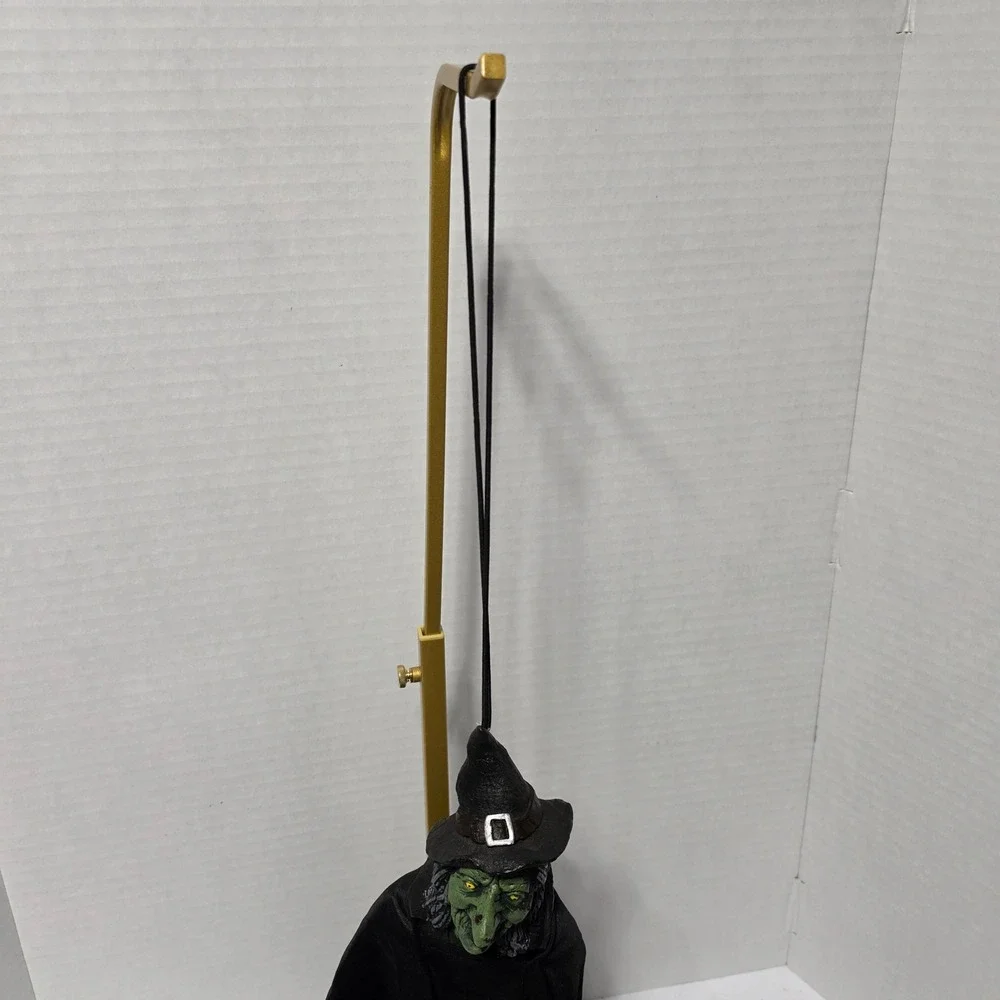 Hanging Green Wicked Witch Halloween Decoration Black Cloak 14 Inch Spooky Decor